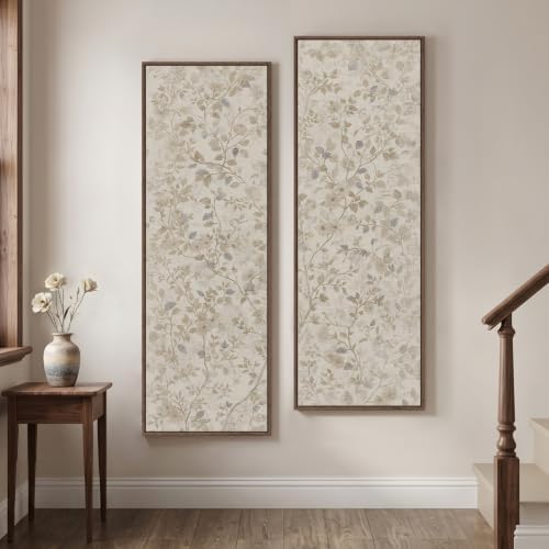 Framed Vertical Vintage Neutral Botanical Wall Art by MXART