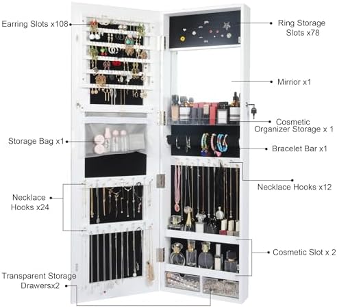 Becko US LED Jewelry Cabinet - Image 3