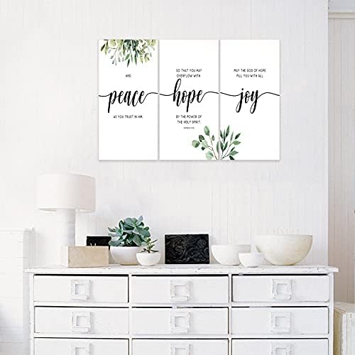 3 Piece Inspirational Wall Art, Quotes Peace Hope Joy Canvas Print - Image 2
