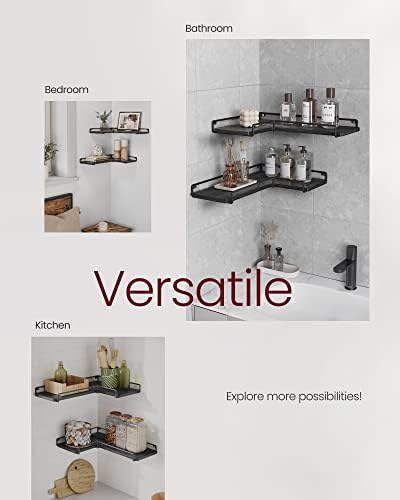 VASAGLE Corner Shelf Wall Mount Set of 2, Small Corner Floating Shelves - Image 4
