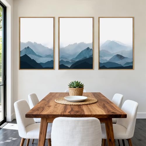 BINCUE Large Blue Mountain Wall Art Fog Blue Ridge Mountains Artwork - Image 3