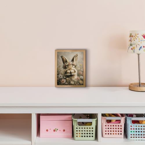 BZRVBQ Cute Bunny Wall Art, Framed Floral Rabbit Canvas Print, Vintage - Image 6