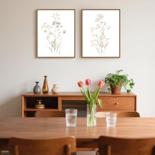 Neutral Botanical Floral Wall Art Framed Pastel Flowers Picture, 11x14 Inch - Image 7