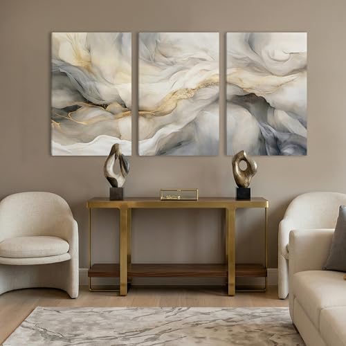 EJPFOGV Triptych Black White Gold Wrapped Canvas Wall Art 24x36 inches x3 - Image 4