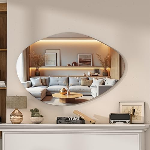 Hasipu 27"x18" Irregular Wall Mirror Frameless Asymmetrical Mirror - Image 5