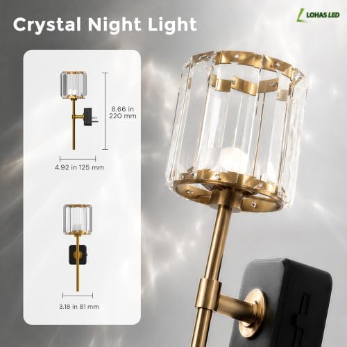 L LOHAS LED Night Lights Plug into Wall, Crystal Acrylic Cylinder Nightlight - Image 2