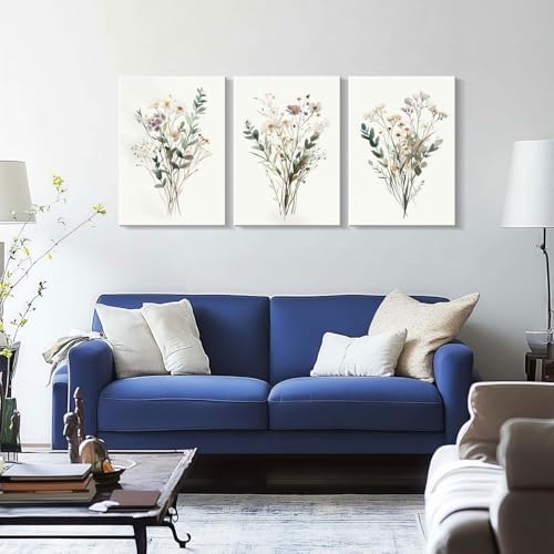 3pcs Plants Flowers Canvas Wall Art Vintage Wildflowers Poster Print Nature - Image 3