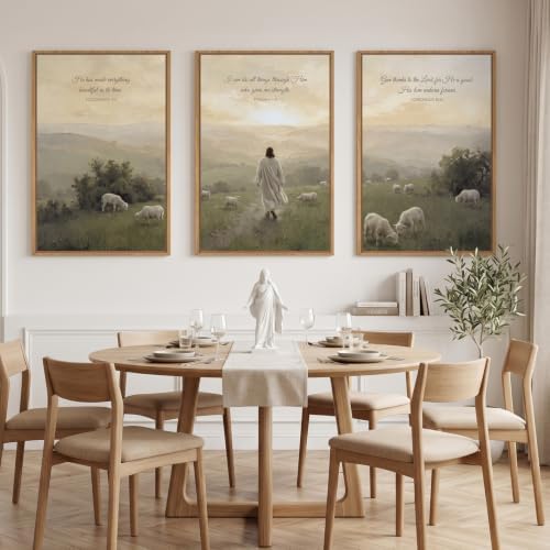 BINCUE Large Christian Wall Art Framed Jesus Lamb Artwork Christian Scripture - Image 2