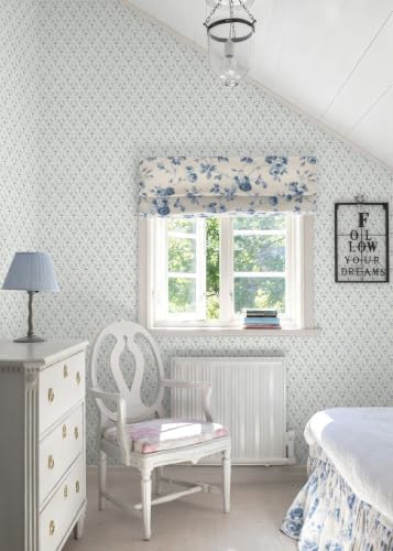 Heroad Blue Peel and Stick Wallpaper Farmhouse Floral Wall Paper Rustic Cottage - Image 5
