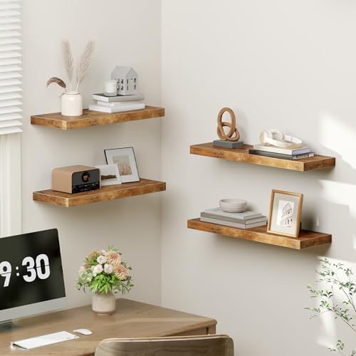 RALGEND Floating Shelves for Wall, 23.6" Wooden Wall Shelf Set of 4 - Image 4