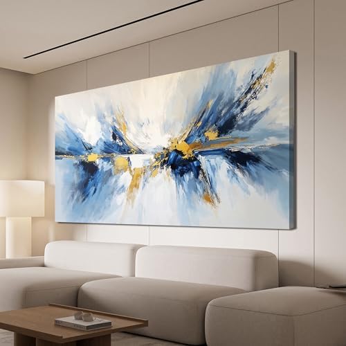 YISXINOAG Gold Blue Abstract Wall Art Modern Canvas Artwork Print 20"X40" by YISXINOAG