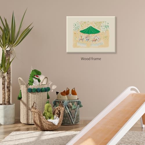 Colorful Carousel Wall Art Trendy Cute Kids Canvas Poster 08x10 inch Framed - Image 5