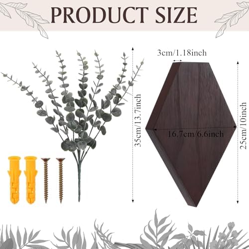 Chunful 2 Pcs Wooden Wall Planter Decor, 9.8 x 6.6 x 1.2 Inches - Image 2