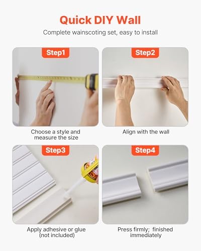 VEVOR Wall Molding Kit, Wainscoting Panels, Lightweight Paintable Polystyrene - Image 6