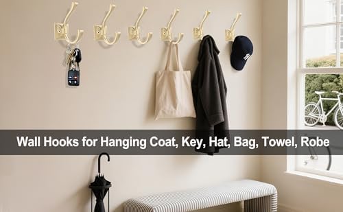 TOFIIGREM 2 Pack Brushed Gold Wall Hooks - Image 4