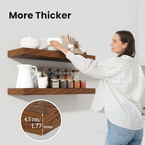 Heimlove Floating Shelves 35.7" W x 10.3" D Brown Set of 1 - Image 6