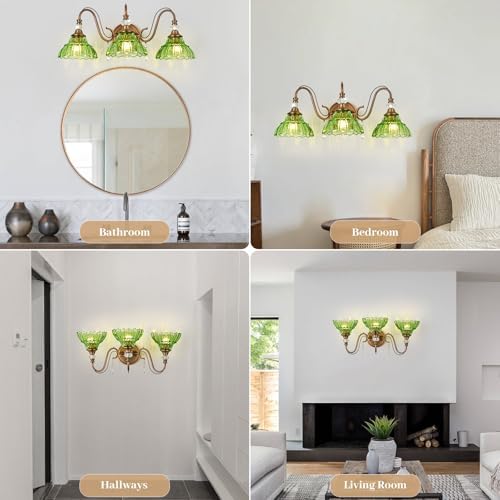 Vintage Bathroom Vanity Light, 3-Light Matte Antique Brass Finish Wall Sconce - Image 5