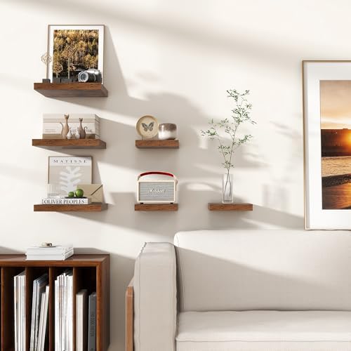 8"x8" Square Floating Shelves for Wall, Rustic Brown Finish - Image 6