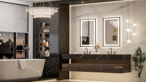 Keonjinn 24x36 Inch Black LED Bathroom Mirror - Image 2