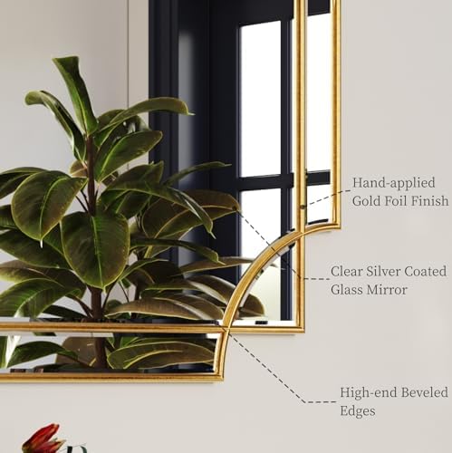Kelly Miller 30"x48" Gold Foil Scalloped Edge Decorative Vanity Wall Mirror - Image 6