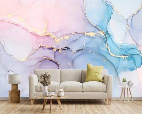 -Coloured Marbled Fabric Wallpaper Abstraction Golden Art Living Room Bedroom - Image 2