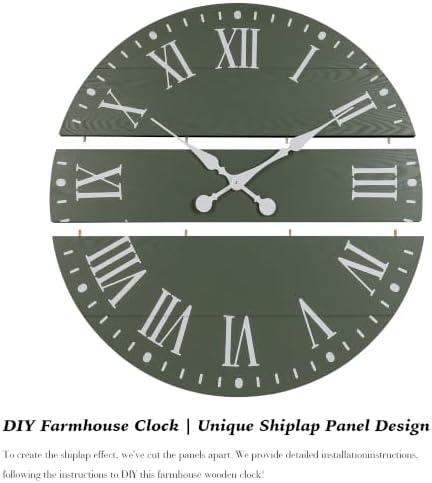 Large Wall Clock with Roman Numeral, 28” Shiplap Farmhouse Clock - Image 4