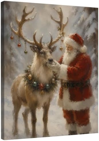 DIENADFX Christmas Santa Reindeer Canvas Wall Art Decor Pictures 11x14 by Unknown