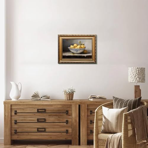 uniro Vintage Gold Framed Wall Art, Vintage Lemons Still Life Canvas Art Prints - Image 6