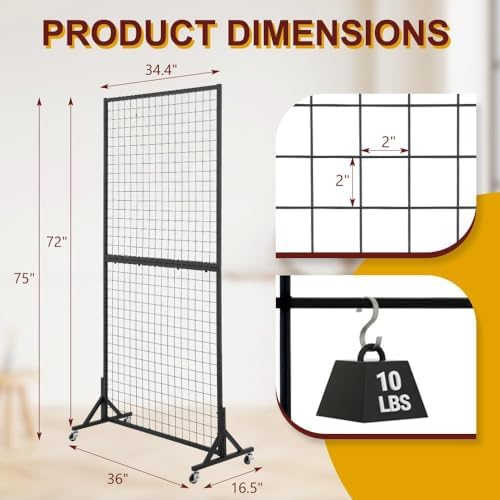 3' x 6' Grid Wall Panels Standing Wire Grid, Sturdy Display Rack - Image 3