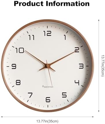 Ergocar Wall Clock, Modern Silent No Ticking Round Wooden Wall Clock Battery - Image 7