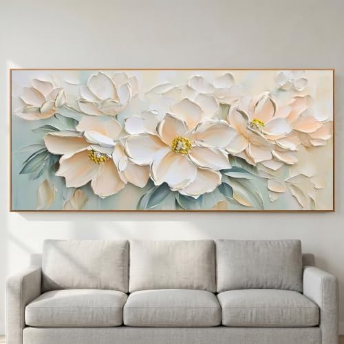 Anolyfi Framed White Floral Canvas Wall Art - Image 5