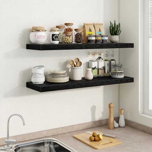 Fun Memories 40" W x 9.3" D Black Floating Shelves - Image 2
