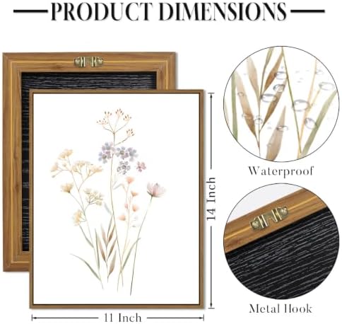 Neutral Botanical Floral Wall Art Framed Pastel Flowers Picture, 11x14 Inch - Image 2