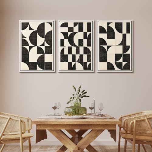 MUDECOR Framed Canvas Print Wall Art Set Geometric Blocks - Image 2