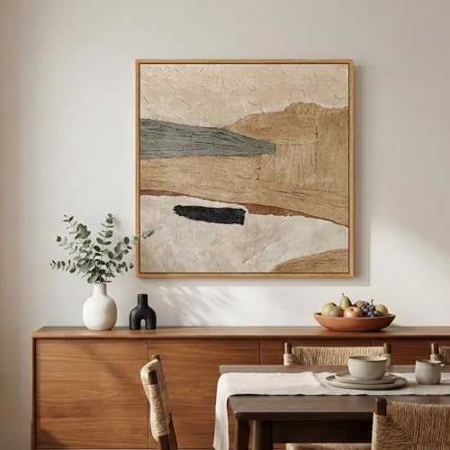 Framed Neutral Organic Abstract Canvas Wall Art - Image 4