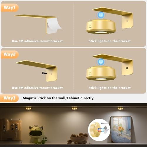 3 Pcs Picture Lights, Rechargeable Battery Operated Dimmable 3-Color Wall Light - Image 3