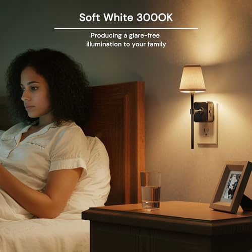 L LOHAS LED Night Light, Premium Fabric Linen Shade Plug in Night Light - Image 4