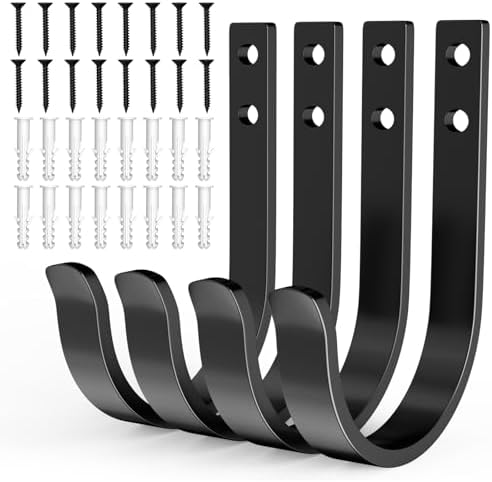 Wall Hooks 4 Pack, 22LB Load-Bearing Black Metal Heavy Duty Hooks by Unknown