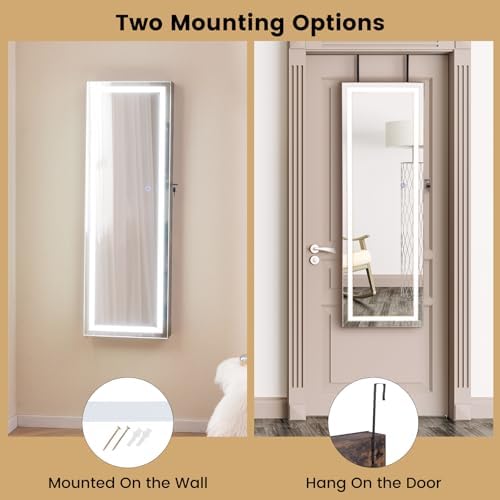 CHARMAID LED Mirror Jewelry Cabinet, 47.2'' Jewelry Armoire - Image 4