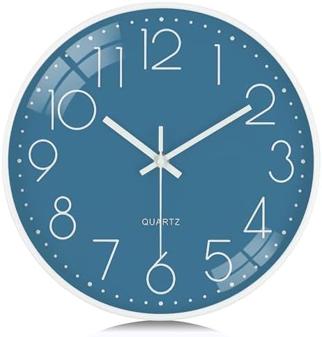 Lafocuse 12 inch Modern Analog Cerulean Blue Wall Clock Battery Operated by VisiteLafocuse