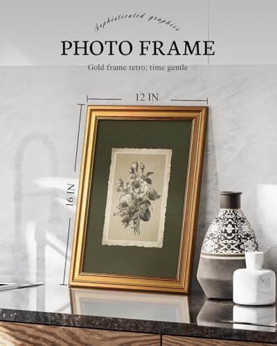 VIYYIEA Vintage Gold Framed Wall Art, 12x16 Inch Floral Rose Retro print - Image 2