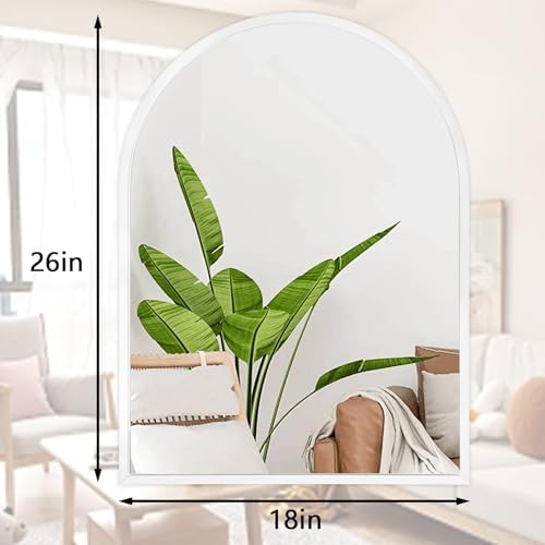 Arch Wall Mirror Bathroom Mirror White Metal Framed Mirror, Arched Metal Wall - Image 7
