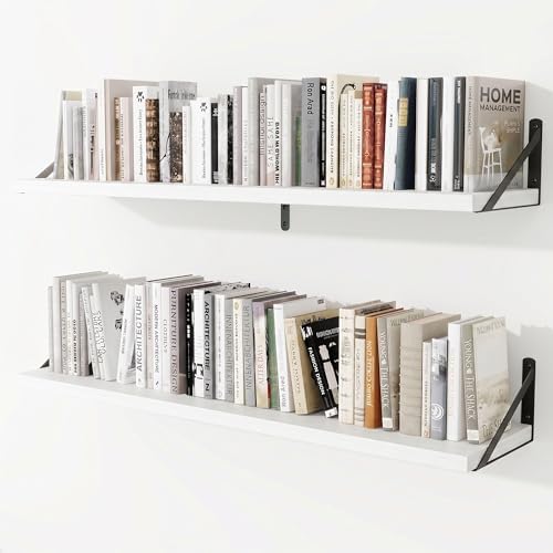 Deep Wall Shelves 48"W x 8"D Engineered Wood Floating Shelves by Venusmiles