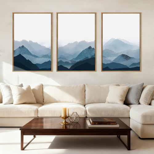 BINCUE Large Blue Mountain Wall Art Fog Blue Ridge Mountains Artwork - Image 6