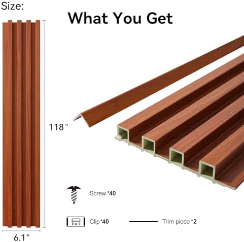 Slat Wall Panel 8-Pack, 118’’x6.1’’ - Image 2