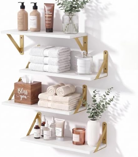 Small White Shelves for Wall 16x6 Set of 4 by Unknown