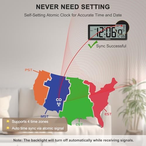 Soobest 8.5" Small Atomic Clock, Self-Setting Time & Date Battery Operated - Image 2
