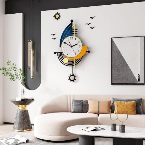 YISILE Modern Wall Clock Battery Operated 23 Inch Large Boat Design Pendulum by YISILE