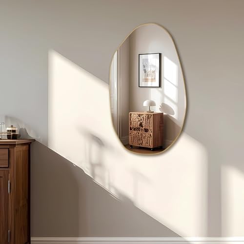 Irregular Asymmetrical Wall Mirror, 19.5" x 33.5" Gold Bathroom Mirror - Image 7
