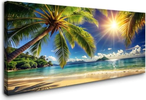 Yxbhhym Large Pictures for Living Room Coastal Painting Tropical Sunrise by CanvasWallArtHomeDecor